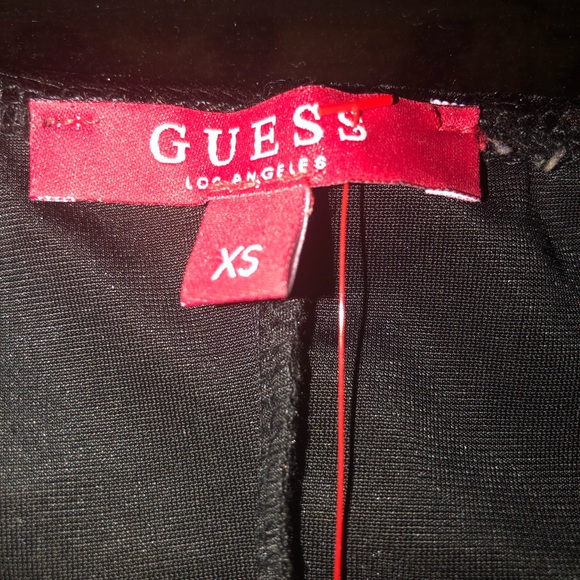 GUESS NWOT Gorgeous Black Velvet Shiny Floral Design mini dress. Size X-Small - Picture 6 of 9